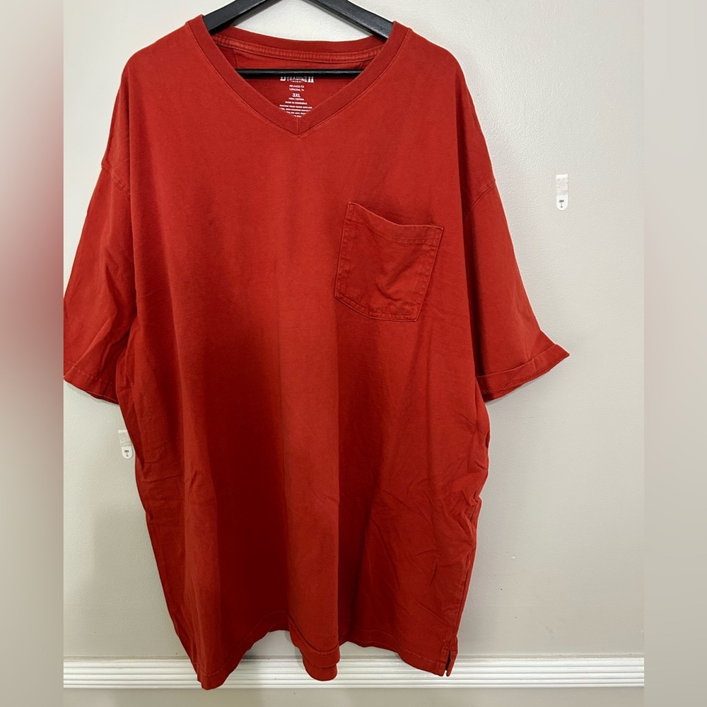 Duluth Trading Co Men's Deep Orange V-Neck Longtail Tee Size 3XL
